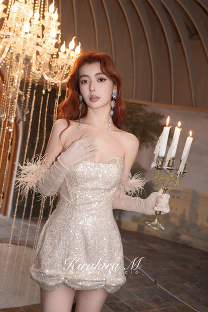 Kirakira.M Diamond champagne sparkle sequin dress