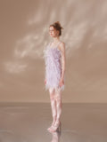 wardrobes by chen purple feather sling dress