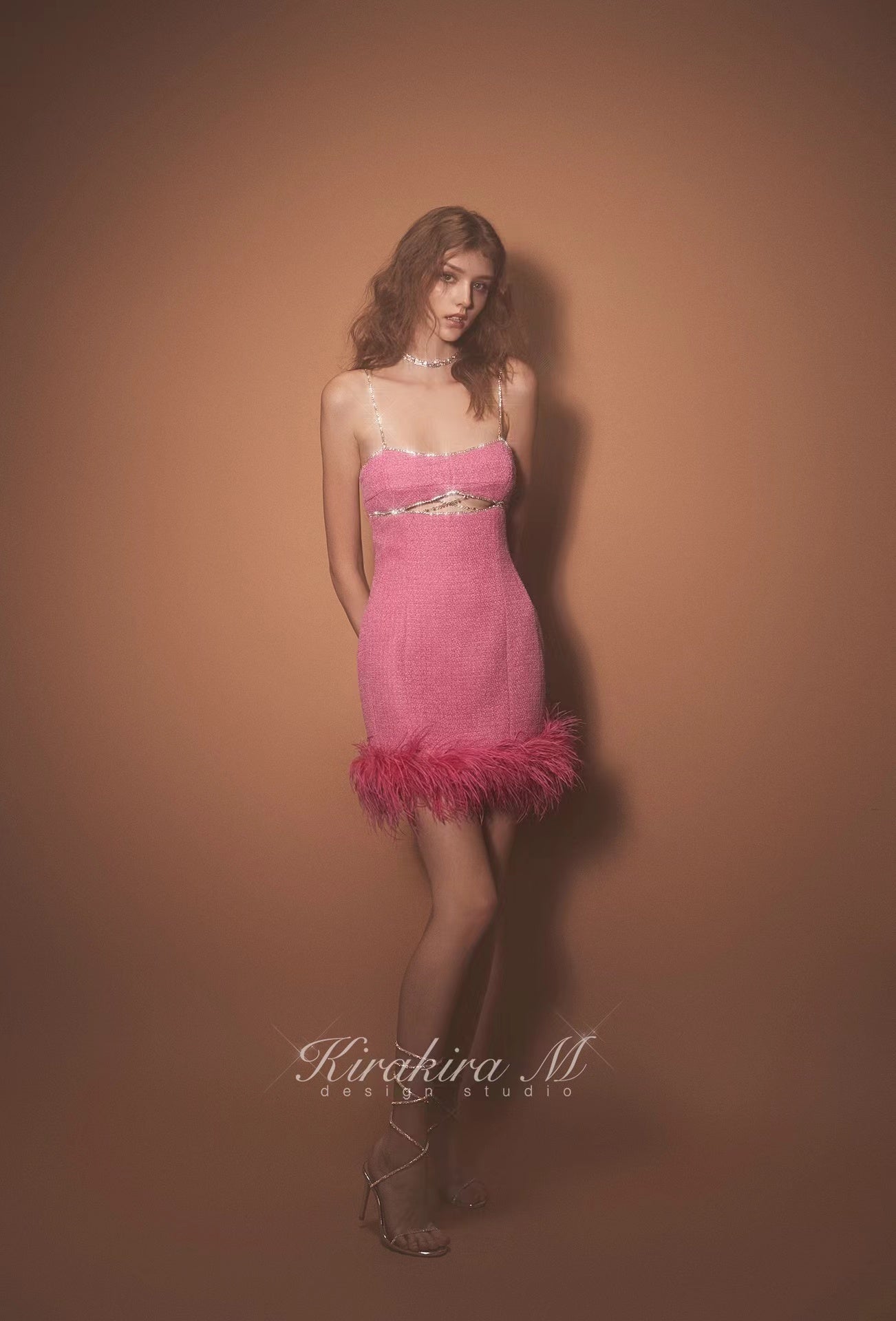 Kirakira.M Norma Diamond Barbie Pink Feather Dress