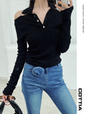 COTTIA Black Chain Knitted Top