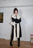 West.Y Black and white knitted hooded coat