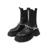 CHINCHIN Metal Flower Chain Thick Soled Short Boots