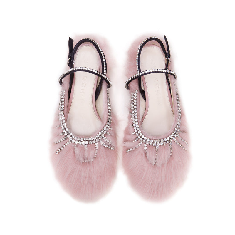 CHINCHIN Diamond Chain Decoration Woolen Shoes