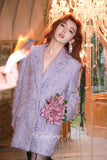 Kirakira.M Diamond misty purple tweed tassel coat