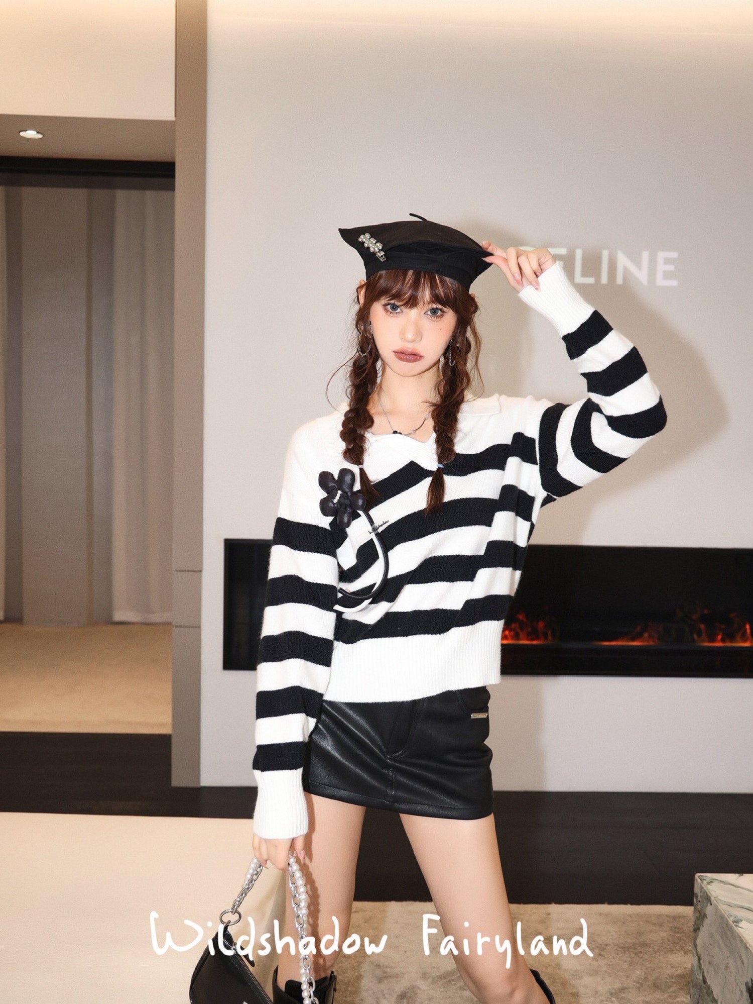 wild shadow stripe lapel sweater