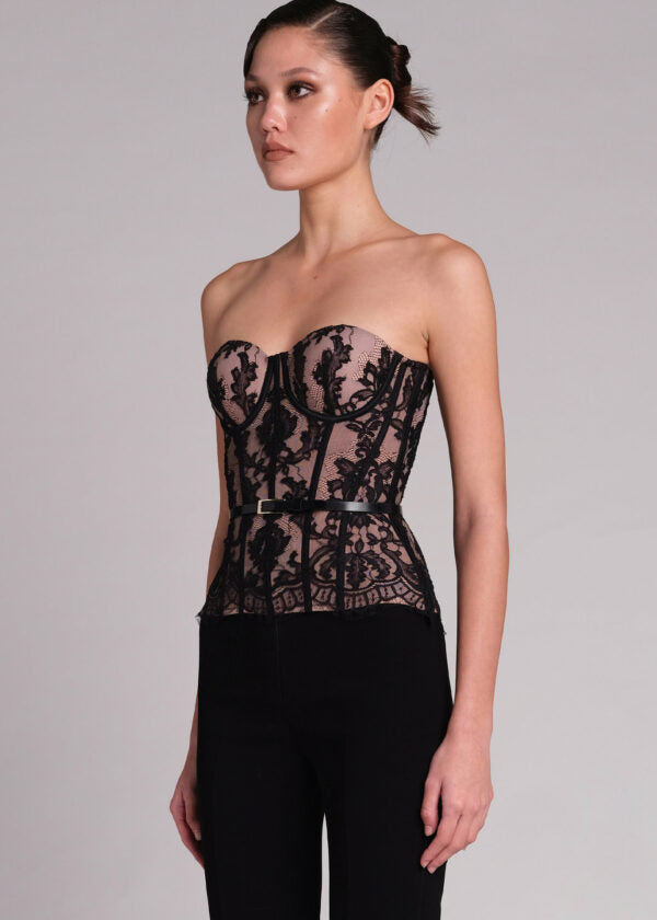 Poem Power Mesh Blouse With Lace