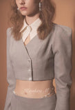 Kirakira.M Diamond Shiny Grey Short Suit And Skirt