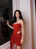 Glam Doll red wrap tube dress