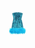 Taglioni Izmir Blue sequin tube dress