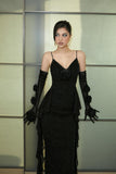 MAEL FEMME Black Ribbon Midi Dress