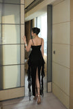 MAEL FEMME Black Ribbon Midi Dress