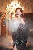 Kirakira.M Diamond black flash velvet flower dress