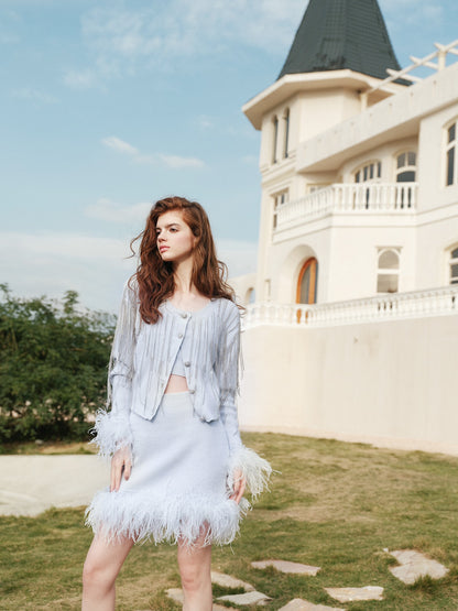 wardrobes by chen blue Tassel feather suit