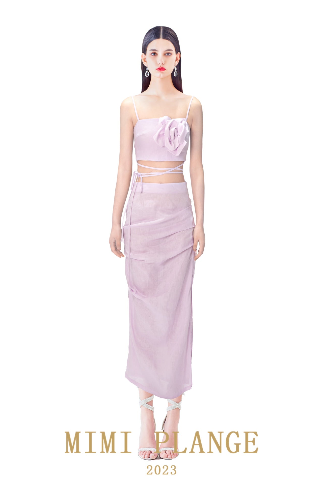 Mimi plange 3D flower linen top &amp; skirt