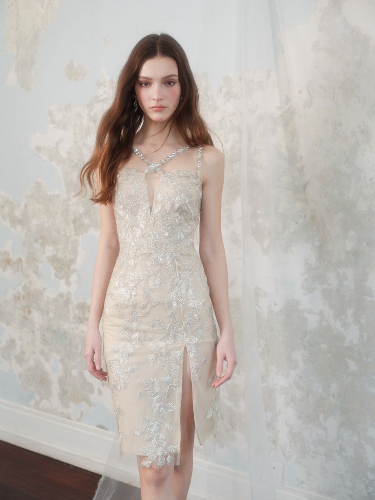 Wardrobes by Chen luxury embroidery and pearl flower dress