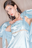 OZLANA Mermaid Satin Halterneck Dress & Shirt Set