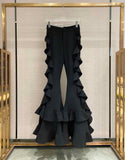 Masion Wester Black Embroidered Suit & Ruffled Flared Pants