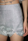 Kirakira.M Silver sparkling layered lace top OR shorts